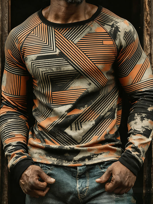 Męski Vintage Business Abstract Art Casual Top