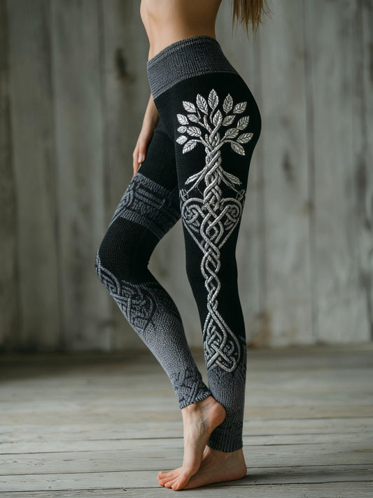 Damskie Viking Tree Of Life Wzór Przytulne legginsy