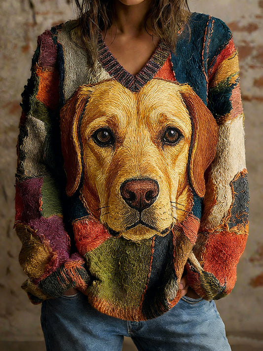 Damski sweter w stylu vintage z nadrukiem zwierzęcym Comfort