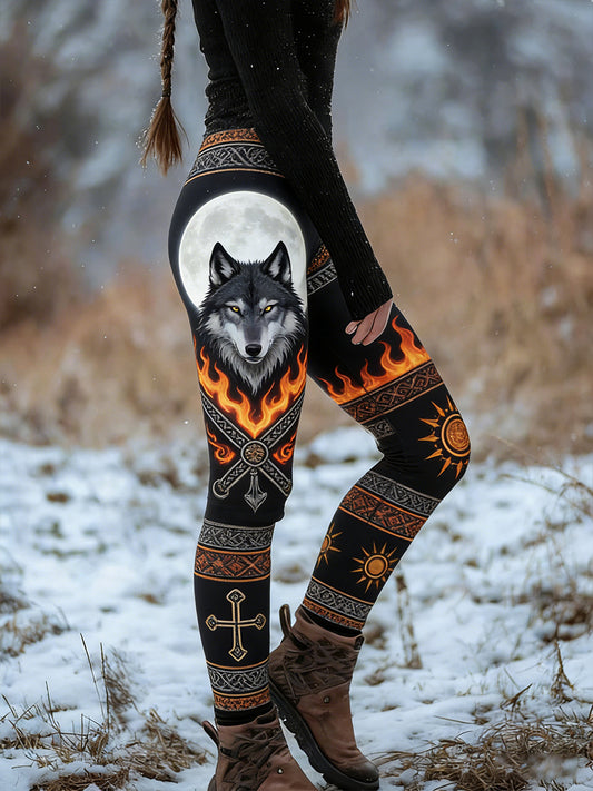 Damskie Retro Viking Celtic Art Wzór Atletyczne Stretch Legginsy