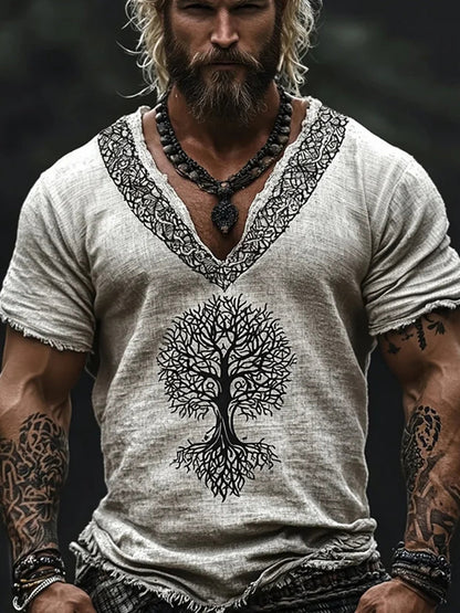 Męska bawełniana i lniana koszulka Viking