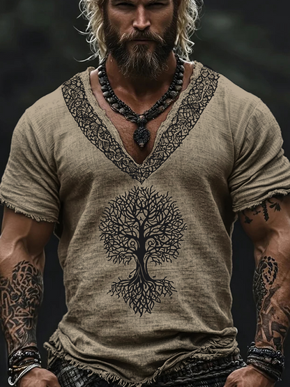 Męska bawełniana i lniana koszulka Viking