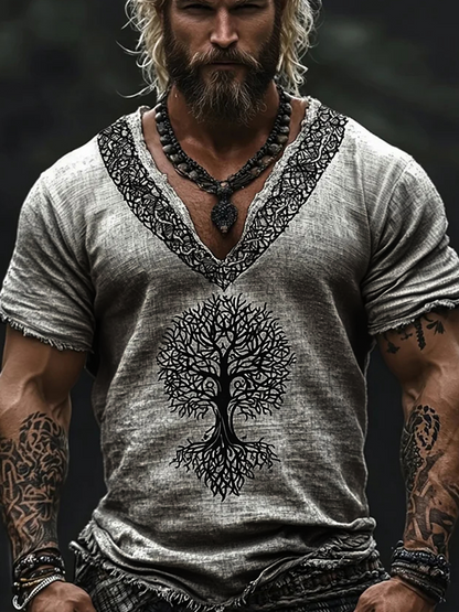 Męska bawełniana i lniana koszulka Viking