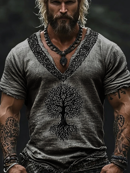 Męska bawełniana i lniana koszulka Viking