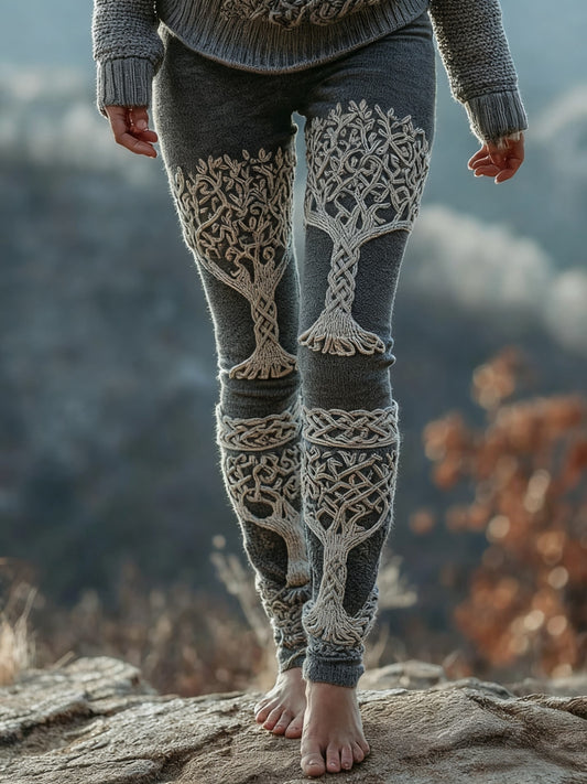 Damskie Viking Celtic Knot Tree Of Life Sportowe Stretch Legginsy