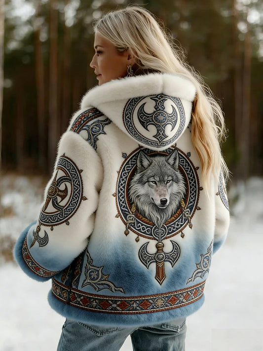 Damska kurtka z flanelowym wzorem Viking w stylu celtyckim w stylu vintage
