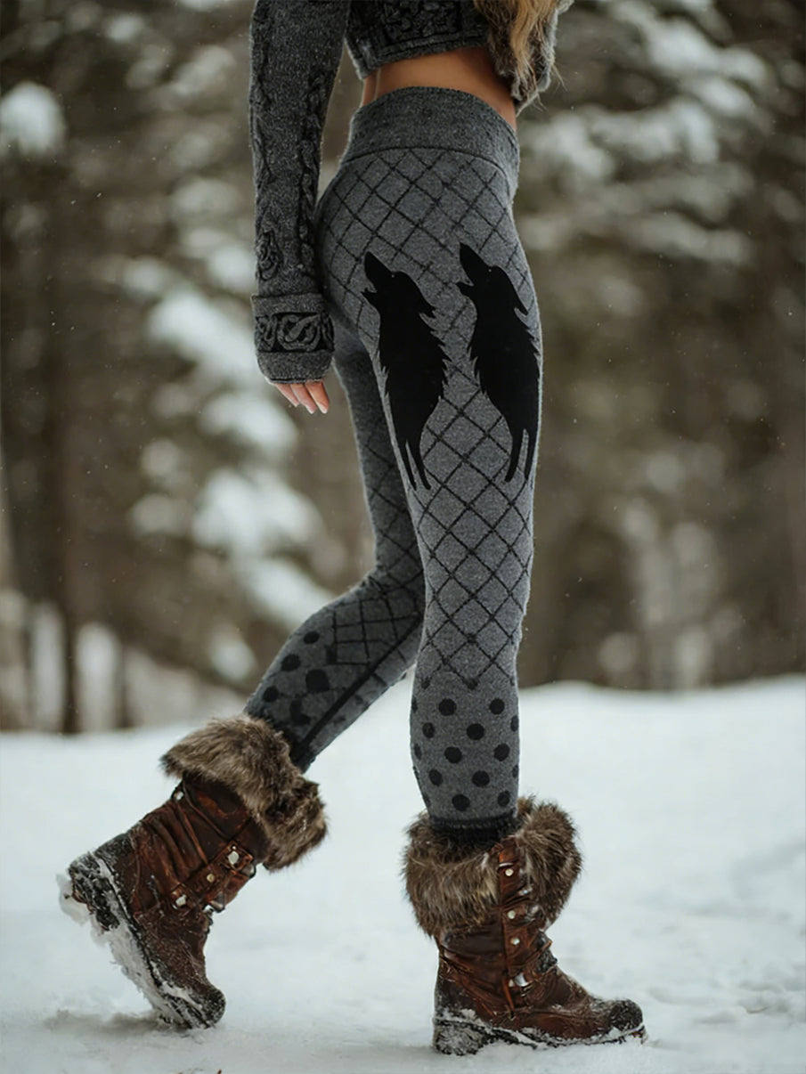 Damskie Retro Viking Celtic Art Wzór Atletyczne Stretch Legginsy