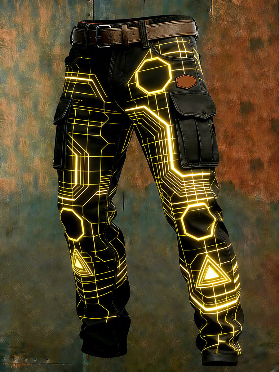 Męskie spodnie robocze retro styl biznesowy na co dzień