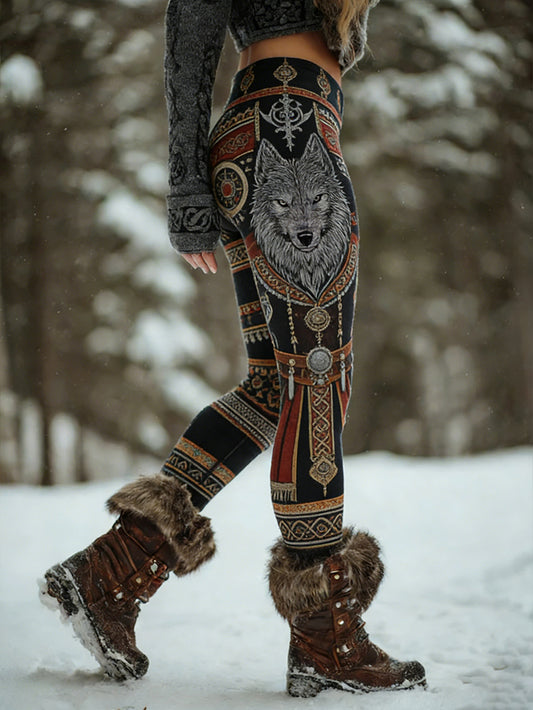 Damskie Retro Viking Celtic Art Wzór Atletyczne Stretch Legginsy