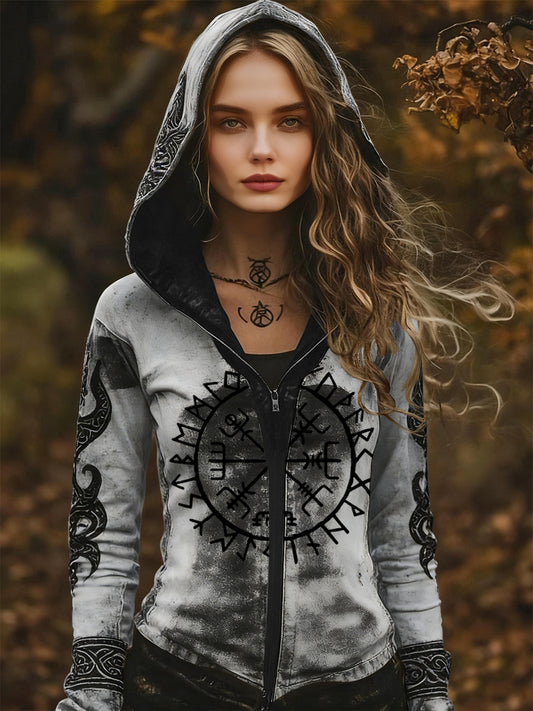 Damska kurtka z kapturem Vintage Viking Rune