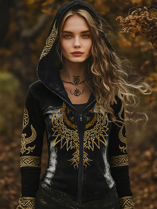 Damska kurtka z kapturem Vintage Viking Eagle Rune
