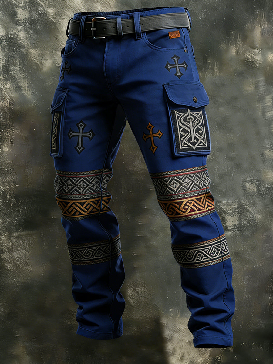 Męskie Retro Wakacje Biznesowe Viking Art Nadruk Spodnie Odzież Robocza