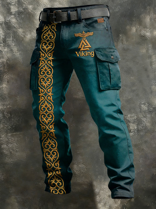Męskie Retro Wakacje Biznesowe Viking Art Nadruk Spodnie Odzież Robocza