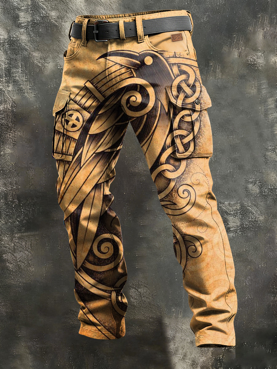 Męskie Retro Wakacje Biznesowe Viking Art Nadruk Spodnie Odzież Robocza