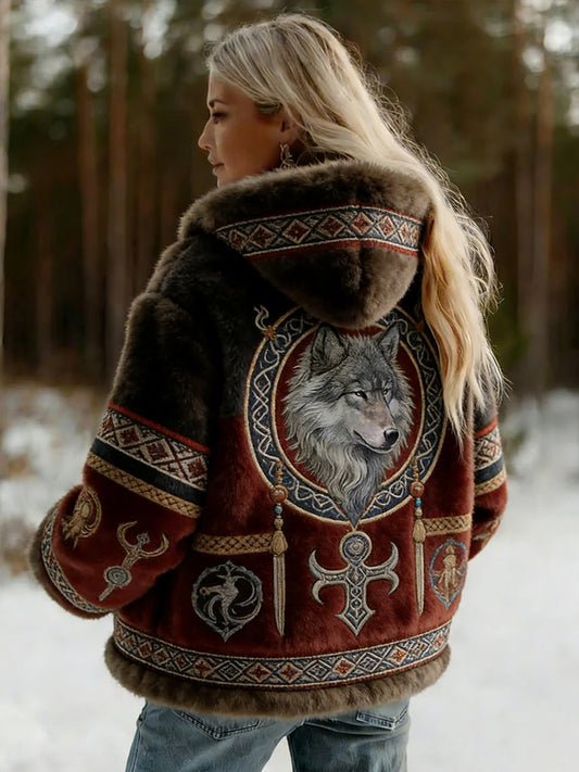 Damska kurtka z flanelowym wzorem Viking w stylu celtyckim w stylu vintage