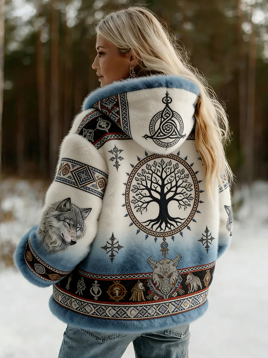 Damska kurtka z flanelowym wzorem Viking w stylu celtyckim w stylu vintage