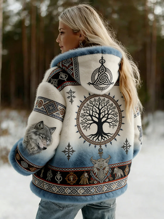 Damska kurtka z flanelowym wzorem Viking w stylu celtyckim w stylu vintage