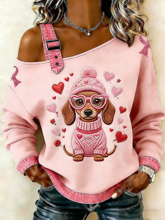 Damski damski jamnik z nadrukiem na jedno ramię w kształcie piersi na ramiące