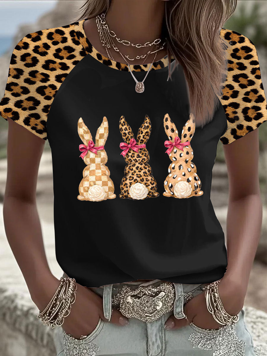 Damski Królik Art Print Casual T-Shirt