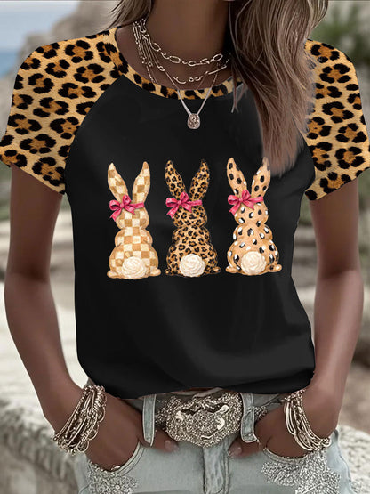 Damski Królik Art Print Casual T-Shirt