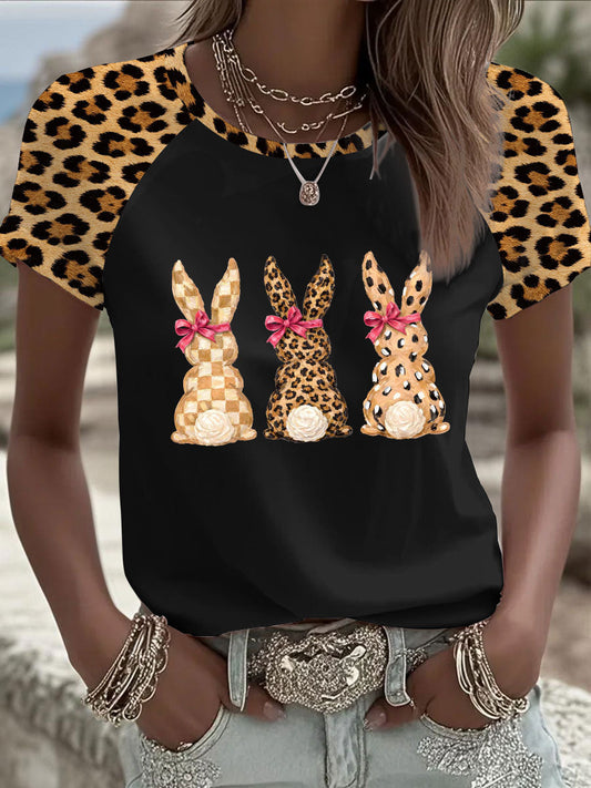 Damski Królik Art Print Casual T-Shirt