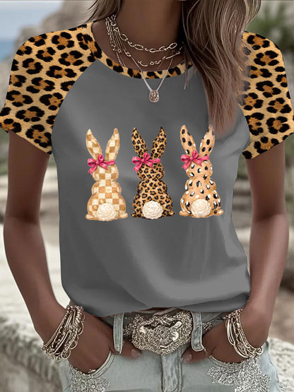 Damski Królik Art Print Casual T-Shirt