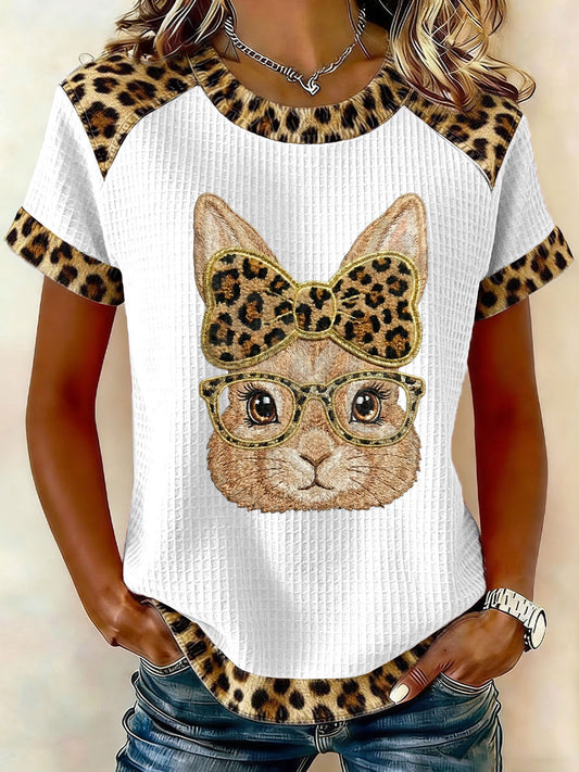 Damski Królik Art Print Casual T-Shirt