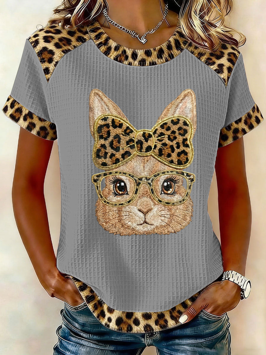 Damski Królik Art Print Casual T-Shirt