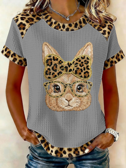 Damski Królik Art Print Casual T-Shirt