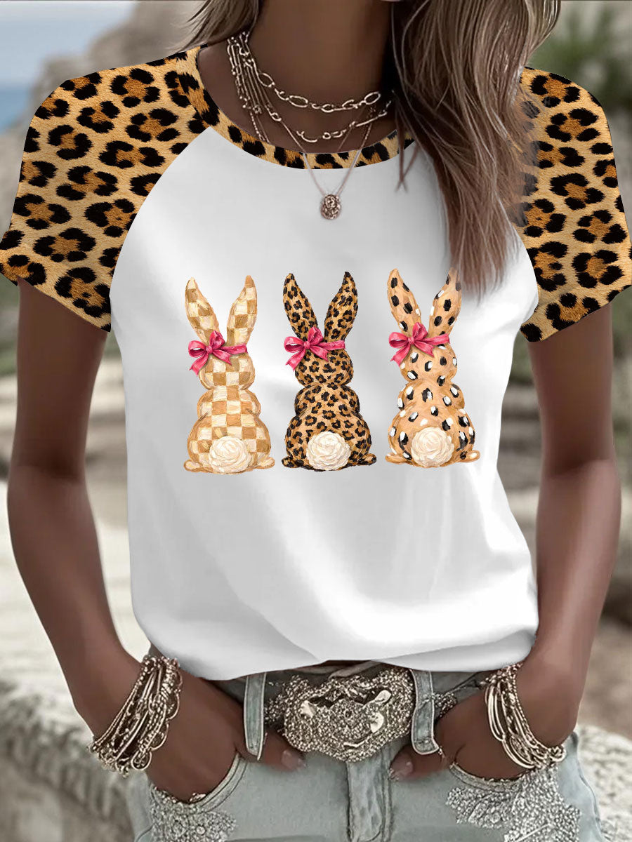 Damski Królik Art Print Casual T-Shirt