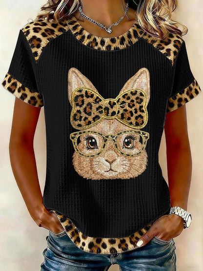 Damski Królik Art Print Casual T-Shirt