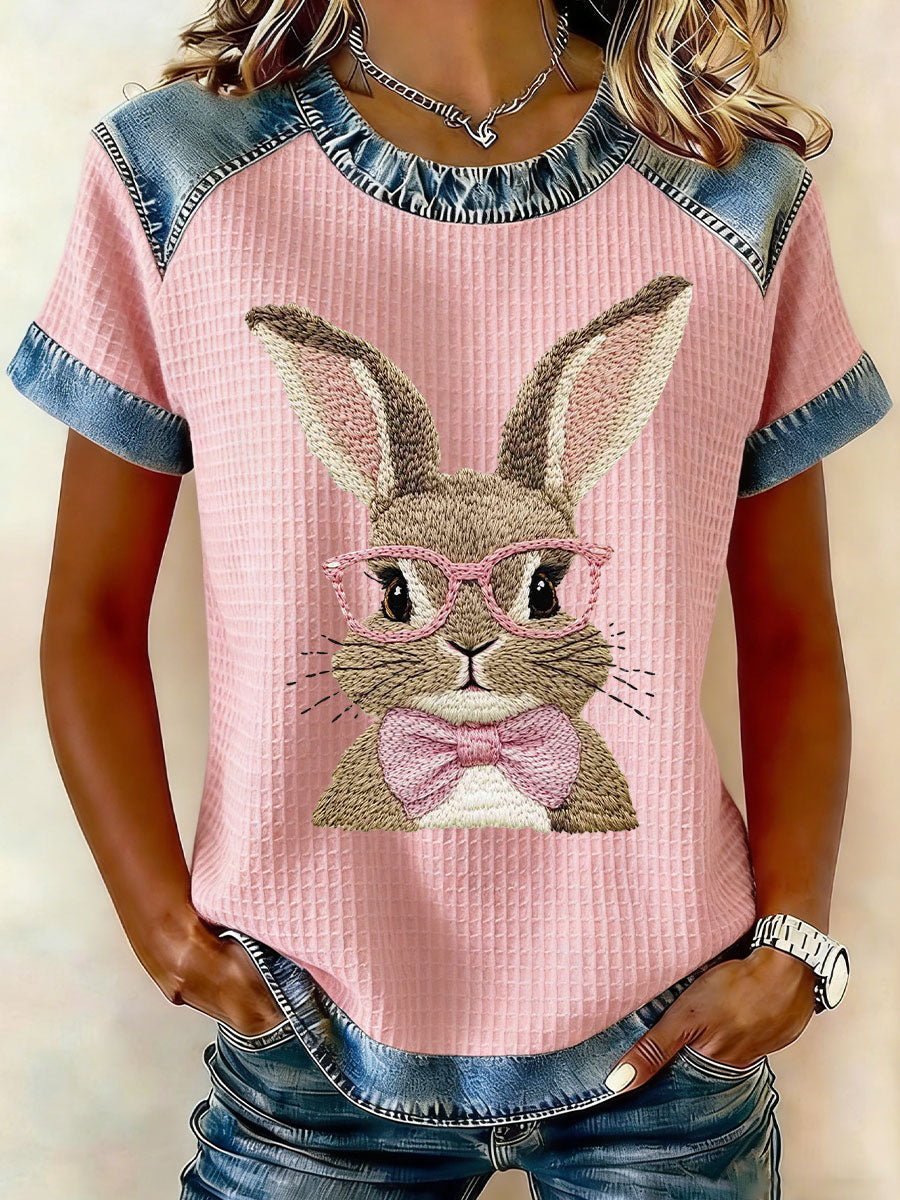 Damski Królik Art Print Casual T-Shirt