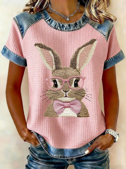 Damski Królik Art Print Casual T-Shirt