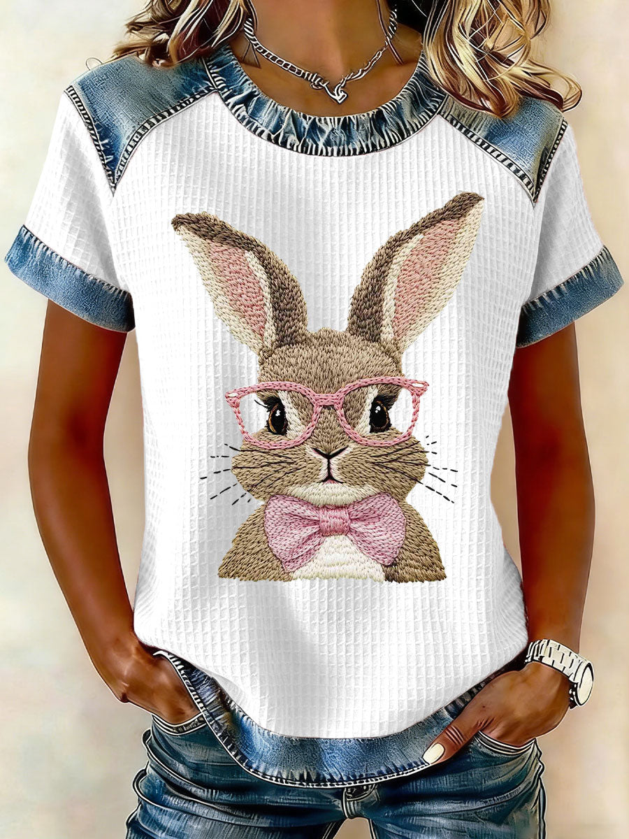 Damski Królik Art Print Casual T-Shirt