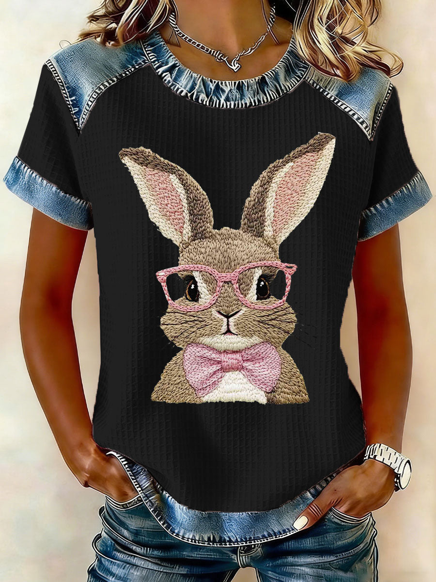 Damski Królik Art Print Casual T-Shirt