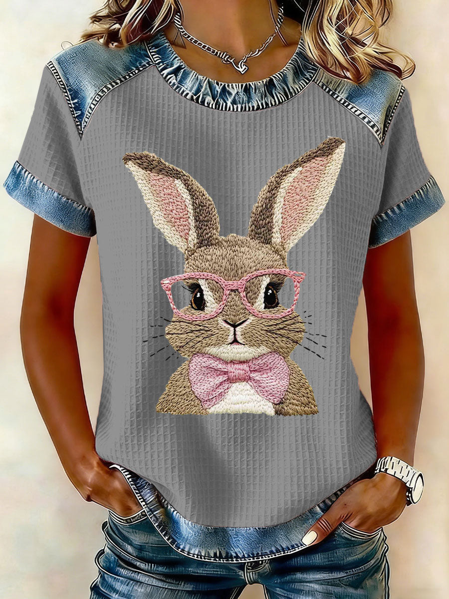 Damski Królik Art Print Casual T-Shirt