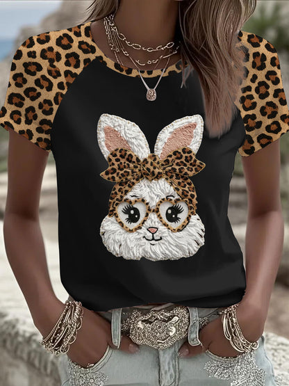 Damski Królik Art Print Casual T-Shirt