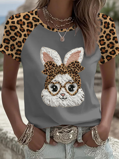 Damski Królik Art Print Casual T-Shirt