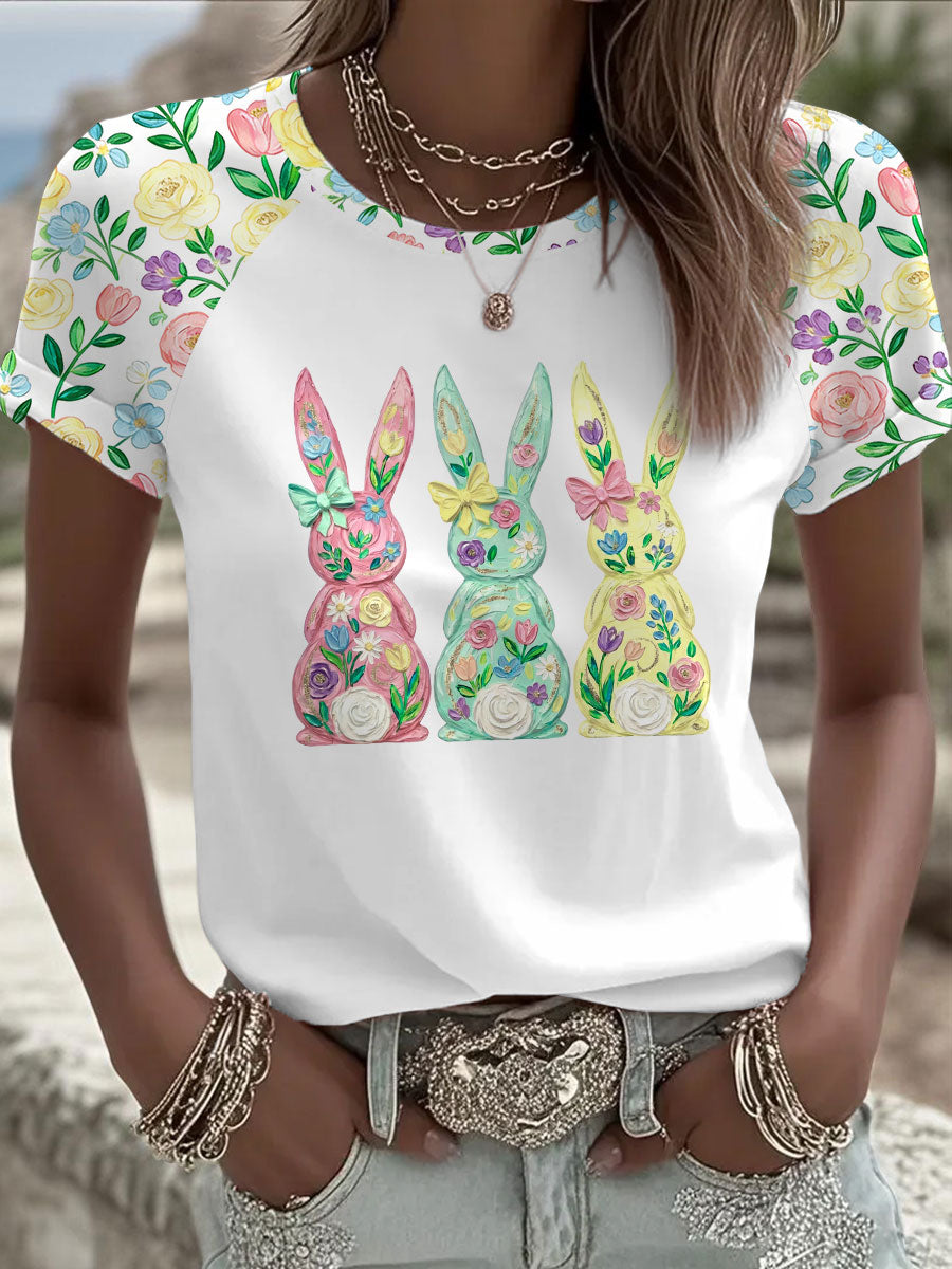 Damski Królik Art Print Casual T-Shirt