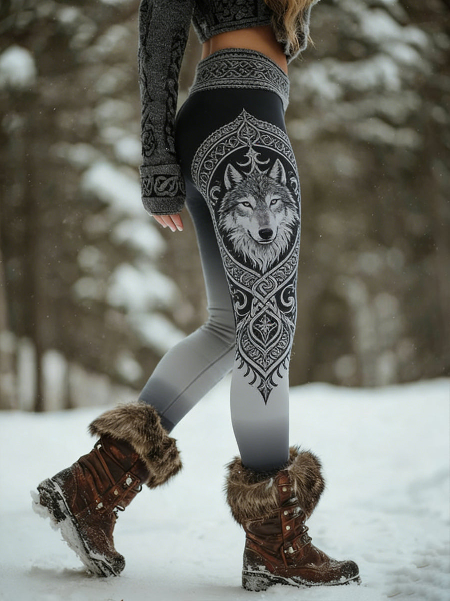 Damskie Retro Viking Celtic Art Wzór Atletyczne Stretch Legginsy