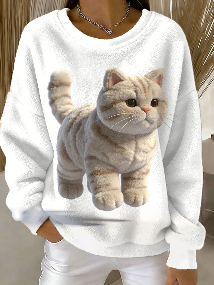 Damska bluza z nadrukiem w stylu vintage Cat
