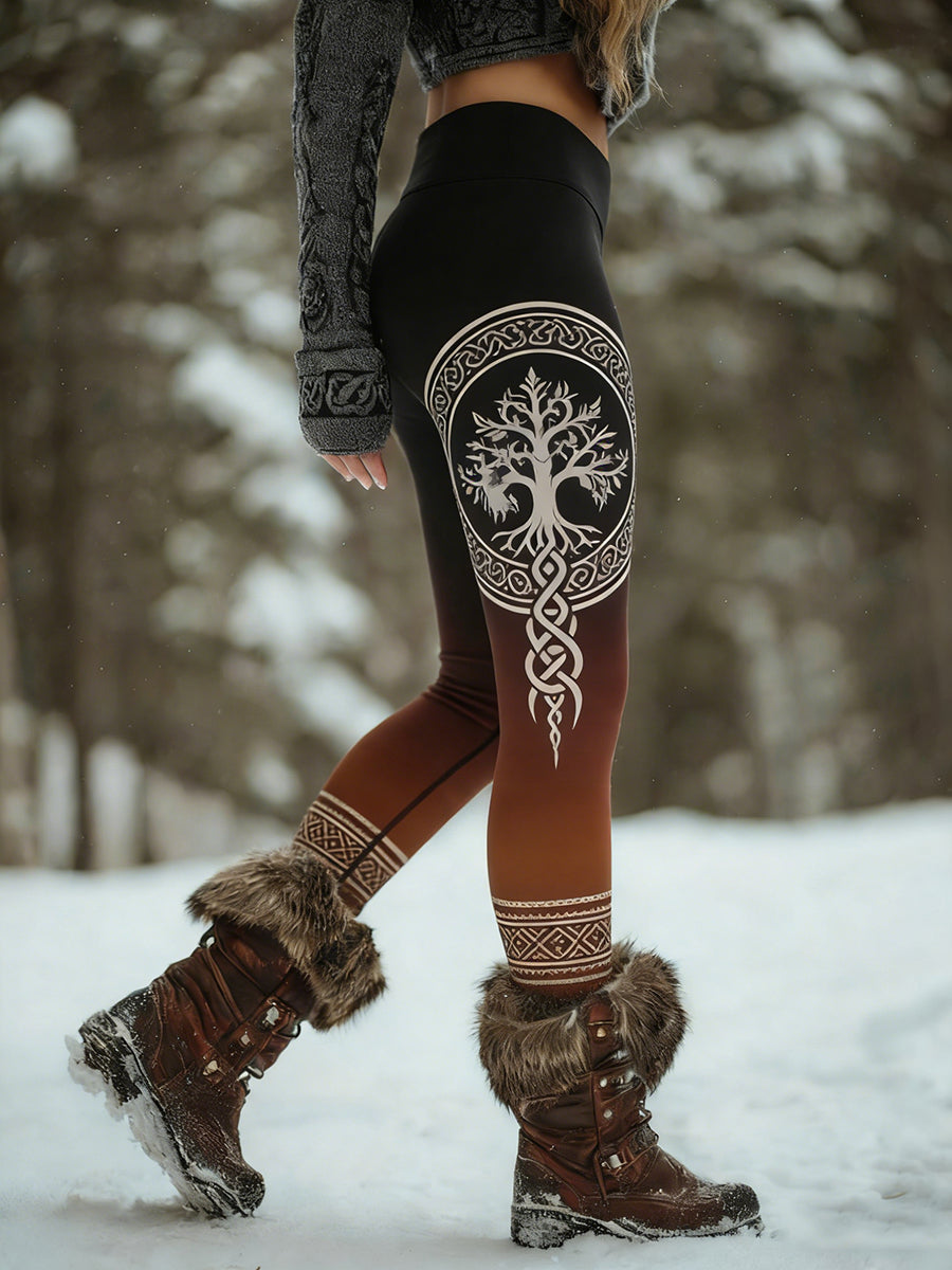 Damskie Retro Viking Celtic Art Wzór Atletyczne Stretch Legginsy