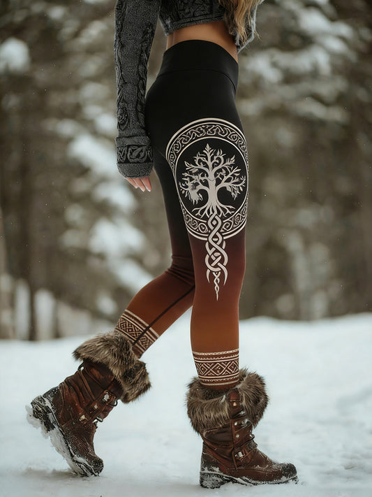 Damskie Retro Viking Celtic Art Wzór Atletyczne Stretch Legginsy