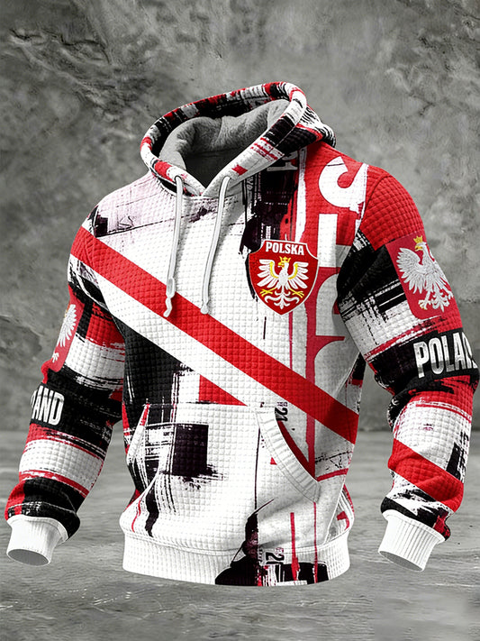 Męska Vintage Polski Art Print Casual I Wygodna Bluza