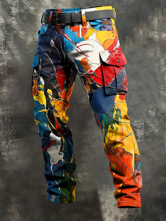 Męskie Retro Wakacje Biznesowe Abstrakcyjne Artystyczne Drukowane Spodnie Odzież Robocza