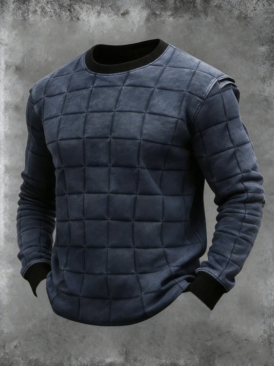 Męska bluza z dekoltem w stylu vintage Geometryczny wzór