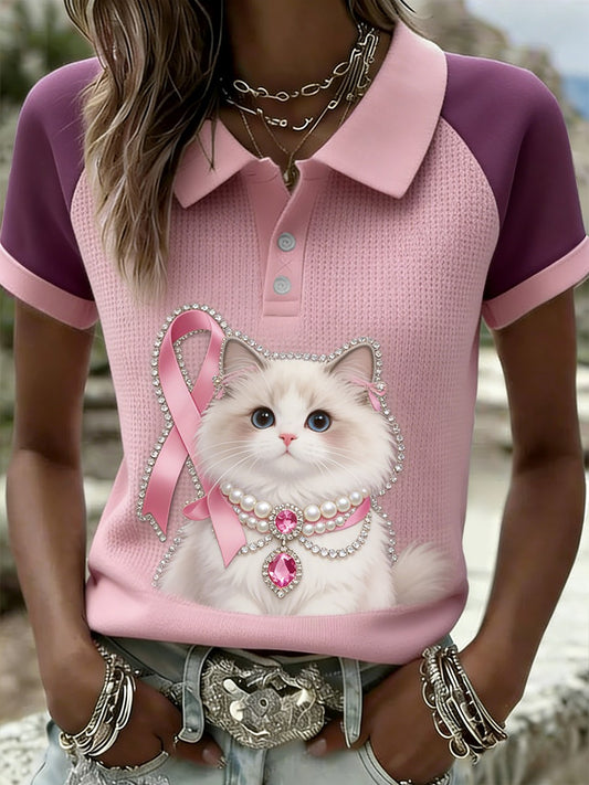 Damska koszulka polo w stylu vintage Świadomość raka piersi w stylu vintage