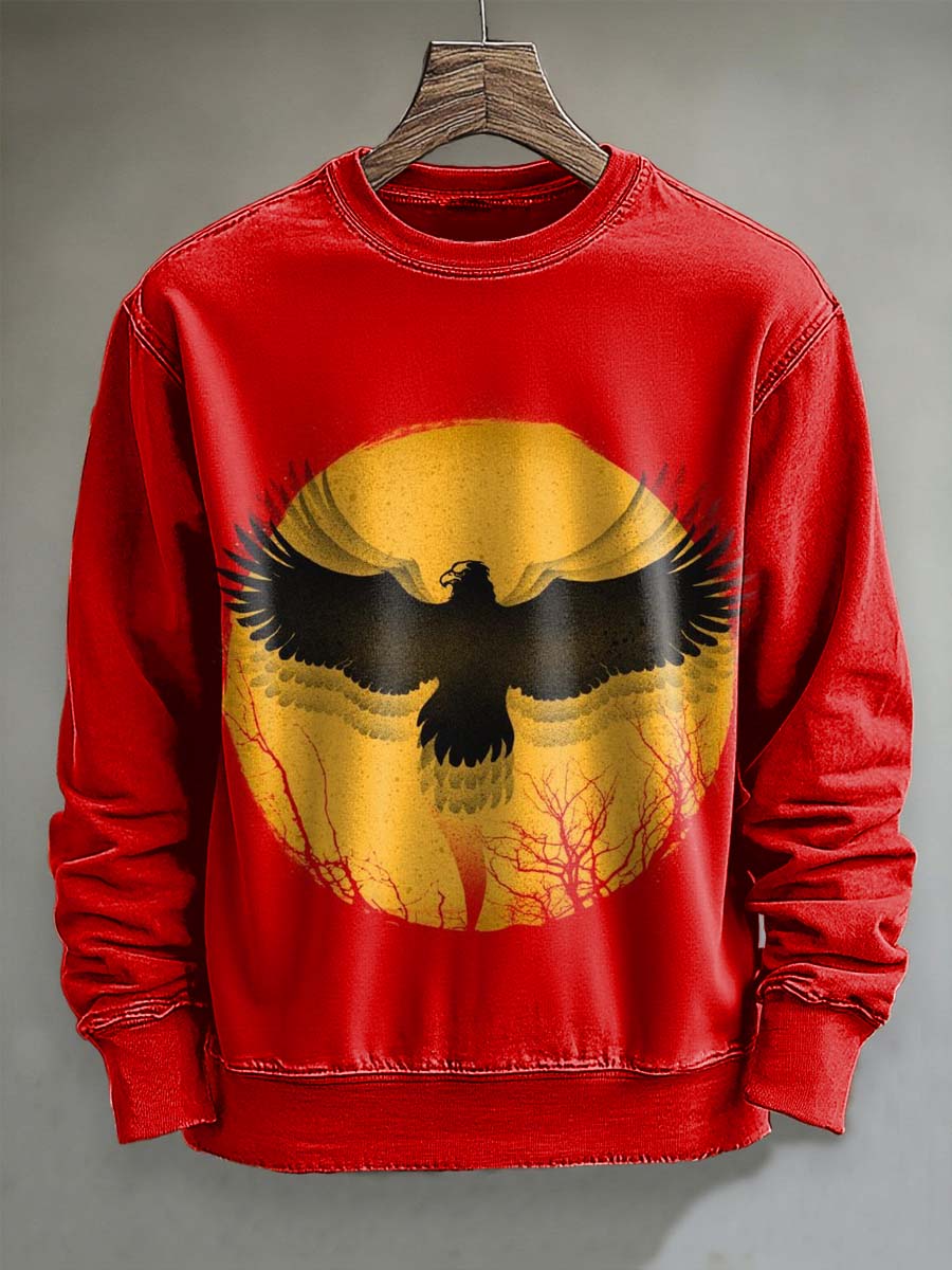 Czerwona bluza z nadrukiem Sun Eagle Casual Crewneck
