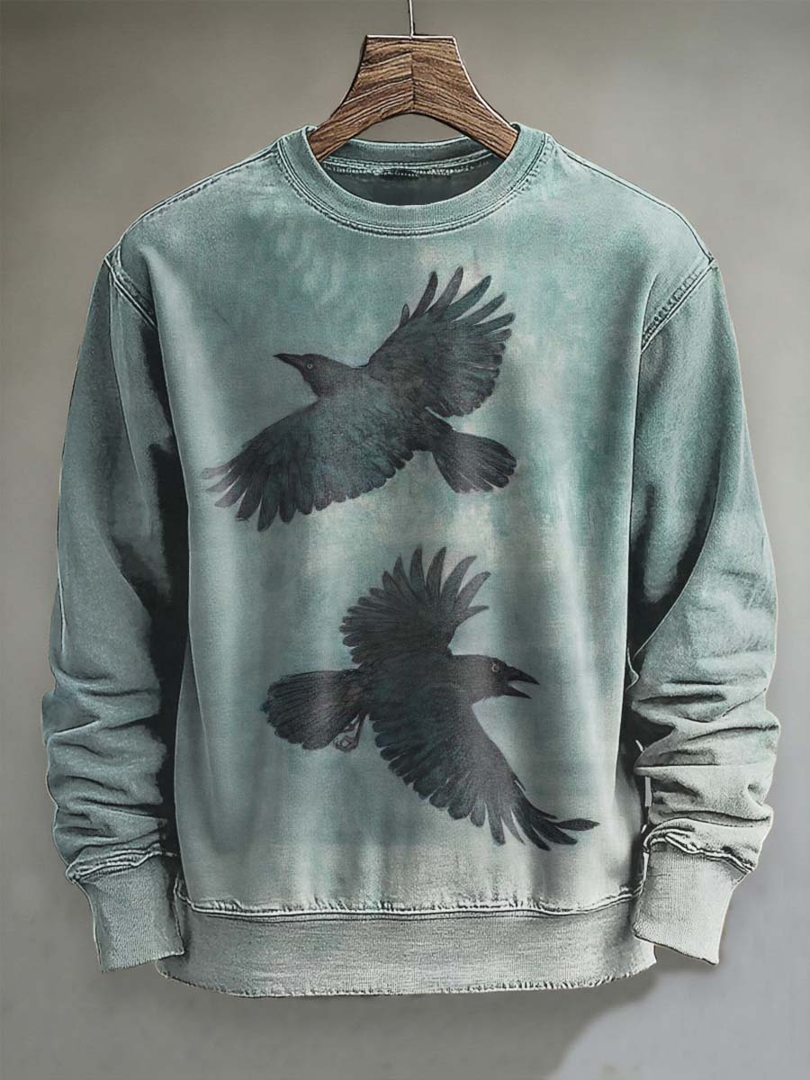 Podwójna bluza z nadrukiem Crow Flight Casual Crewneck