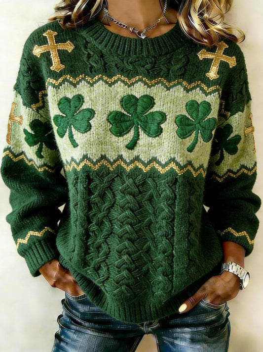 Damski sweter z nadrukiem na Dzień Świętego Patryka